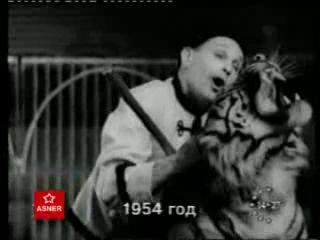 Дрессированные тигры. Александр Федотов. Рига 1954 год